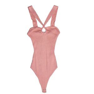 Abercrombie and fitch orange Twist keyhole Halter ribbed Bodysuit size xs